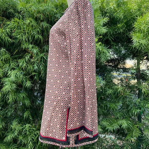 Tory, Burch, top, size 8, color, off-white, black, and red checkerboard pattern. - Picture 5 of 14